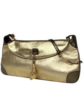 Gucci Logo Shoulder Bag Leather Gold